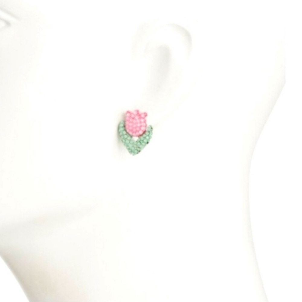 🌷 BETSEY JOHNSON HOP TO IT Tulip pendant statement necklace$Tulip Stud Earrings - Picture 9 of 11
